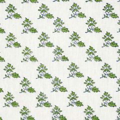 F Schumacher Torbay Hand Blocked Print Green 179330 Jacaranda Collection Indoor Upholstery Fabric