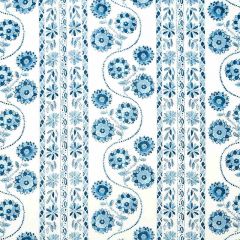 F Schumacher Zinnia Handmade Print Blue 179340 Indoor Upholstery Fabric