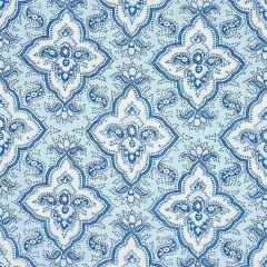 F Schumacher Amalia Medallion Handmade Print Blue 179440 Jacaranda Collection Indoor Upholstery Fabric