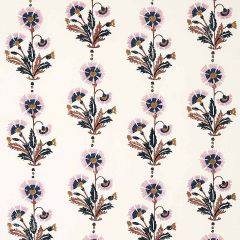 F Schumacher Dianthus Hand Block Print Rust & Rose 179740 by Molly Mahon Indoor Upholstery Fabric