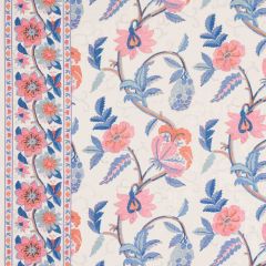 F Schumacher Indali Bordered Linen Rose And Indigo 180112 Schumacher Classics Collection Indoor Upholstery Fabric