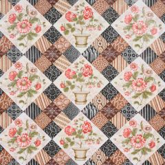 F Schumacher Caldwell Patchwork Chintz Rose And Chocolate 180122 Schumacher Classics Collection Indoor Upholstery Fabric