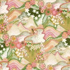 F Schumacher Daisy Chain Green And Pink 180131 by Clements Ribeiro Indoor Upholstery Fabric