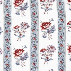 F Schumacher Ariana Floral Stripe Pearlware Blue 180241 by Williamsburg Indoor Upholstery Fabric