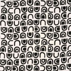 F Schumacher Threshold Printed Linen Carbon 180421 by Hadiya Williams New Wave: Black and White Collection Indoor Upholstery Fabric