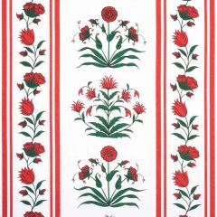 F Schumacher Royal Poppy Stripe Red 180671 by Marie Anne Oudejans Indoor Upholstery Fabric