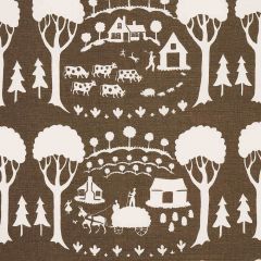 F Schumacher Farm Scene Brown 180881 Folly Cove Collection Indoor Upholstery Fabric