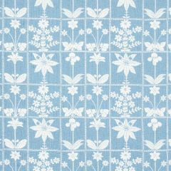 F Schumacher Georgia Wildflowers Blue 180892 Folly Cove Collection Indoor Upholstery Fabric