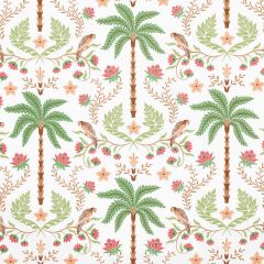F Schumacher Island Palm  Coral & Green 180981 Isola Indoor/Outdoor Collection Upholstery Fabric