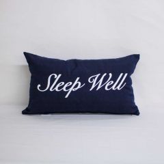Indoor Monogrammed Pillow Cover Only - 20x12 - Sleep Well - White on Navy