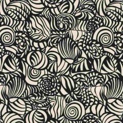 F Schumacher Seashells Black 176681 Indoor / Outdoor Prints and Wovens Collection Upholstery Fabric