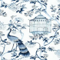 F-Schumacher Oiseaux Et Fleurs-Porcelain 5004081 Luxury Decor Wallpaper