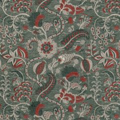 Lee Jofa Jardin Bleu Teal / Red 2020213-335 Oscar De La Renta IV Collection Indoor Upholstery Fabric