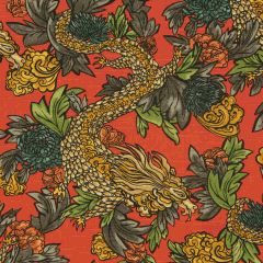 Robert Allen Ming Dragon Persimmon Home Multi Purpose Collection Indoor Upholstery Fabric