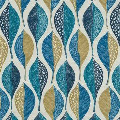 Robert Allen Woodblock Leaf Deep Pool Home Multi Purpose Collection Indoor Upholstery Fabric