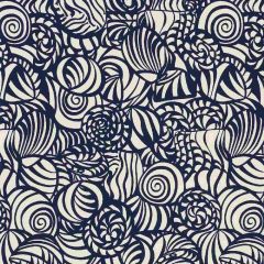 F Schumacher Seashells Navy 176682 Indoor / Outdoor Prints and Wovens Collection Upholstery Fabric