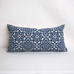Indoor/Outdoor Outdura Avalon Sapphire - 24x12 Vertical Stripes Throw Pillow