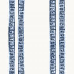 F-Schumacher Greek Key Stripe-Navy 5005361 Luxury Decor Wallpaper