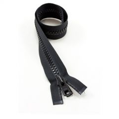 YKK Vislon #10 Separating Zipper AutoLok Short Double Pull Metal Slider 18 inch Black