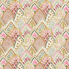 F Schumacher Albizia Embroidery Pink and Leaf 76312 Palampore Collection Indoor Upholstery Fabric