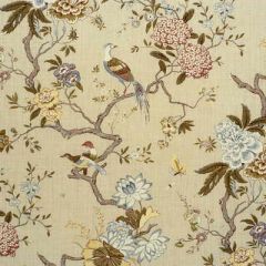GP and J Baker Oriental Bird Olive / Stone R1398-4 Mallory Collection Multipurpose Fabric