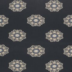 F. Schumacher Chennai Linen Embroidery-Midnight 66820 Interior Decor Fabric