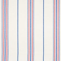 F Schumacher Scarset Stripe Blue and Red 75261 Chambray Collection Indoor Upholstery Fabric
