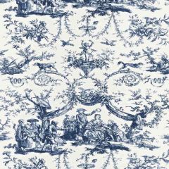 F Schumacher Le Couronnement De La Rosiere Bleu 175271 Indoor Upholstery Fabric