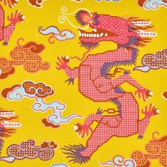 F Schumacher Magical Ming Dragon Yellow 178591 Johnson Hartig for Libertine Collection Indoor Upholstery Fabric