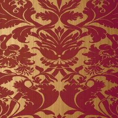 F-Schumacher Fiorella Damask-Red On Gold 529195 Luxury Decor Wallpaper