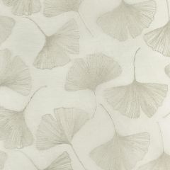 Kravet Couture Gingko Leaf Platinum 4949-1101 Modern Luxe Silk Luster Collection Drapery Fabric