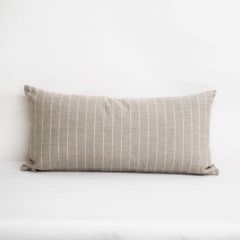 Indoor/Outdoor Sunbrella Ticking Dove - 24x12 Vertical Stripes Throw Pillow