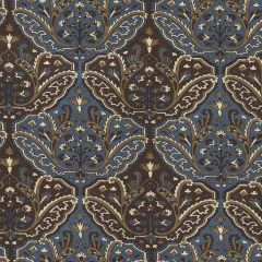 F Schumacher Maharajah Crewel Embroidery Indigo 64812 Indoor Upholstery Fabric