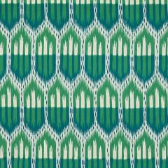 F Schumacher Bukhara Ikat Emerald and Peacock 176083 Ikat Collection Indoor Upholstery Fabric