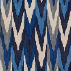 F Schumacher Kashgar Ikat Indigo and Slate 176100 Ikat Collection Indoor Upholstery Fabric