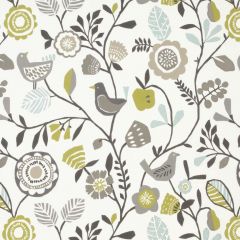 Clarke and Clarke Folki Chartreuse / Charcoal F0990-01 Wilderness Collection Multipurpose Fabric
