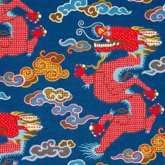 F Schumacher Magical Ming Dragon Navy 178590 Johnson Hartig for Libertine Collection Indoor Upholstery Fabric