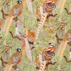 Mulberry Home Game Birds Velvet Stone Multi FD268-K102 Bohemian Romance Collection Multipurpose Fabric