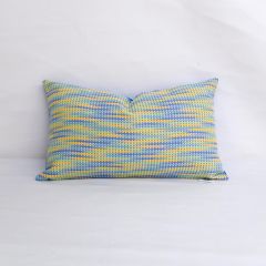 Indoor/Outdoor Duralee Blue Yellow - 20x12 Horizontal Stripes Throw Pillow