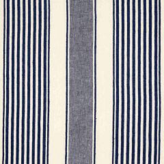 F Schumacher Summerville Linen Stripe Navy 66095 Stripes Revisits Collection Indoor Upholstery Fabric