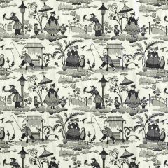 F Schumacher Bassano Embroidered Toile Black 66602 Perennial Favorites Collection Indoor Upholstery Fabric