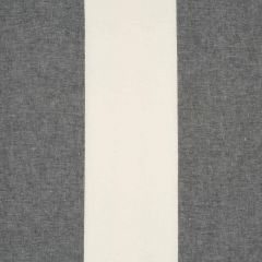 F Schumacher Vista Linen Stripe Casement Carbon And White 67944 Stripes Revisits Collection Drapery Fabric