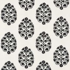 F Schumacher Talitha Embroidery Blackwork 72090 Vogue Living Collection Indoor Upholstery Fabric