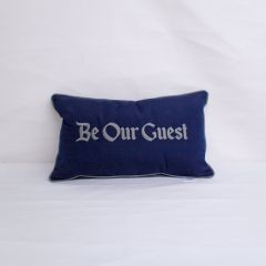 Sunbrella Monogrammed Pillow Cover Only - 20x12 - Be Our Guest - Dark Grey on Navy with Dark Grey Welt