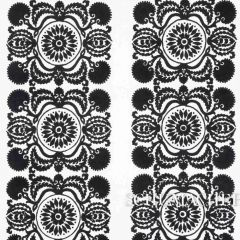 F Schumacher Castanet Embroidery Black 70263 Bohemia Collection Indoor Upholstery Fabric