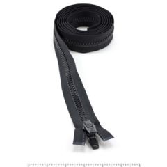 YKK Vislon #10 Separating Zipper AutoLok Double Pull Plastic Slider VFUVOL 107TX 84 inch Black
