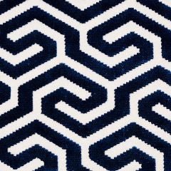 F Schumacher Ming Fret Velvet Navy 73106 Cut and Patterned Velvets Collection Indoor Upholstery Fabric