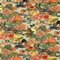 F Schumacher Chiang Mai Dragon Aquamarine 173270 Exuberant Prints Collection Indoor Upholstery Fabric