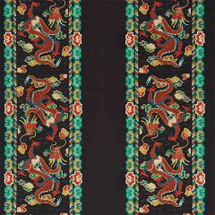 F Schumacher Lotan Dragon Embroidery Black 78090 Fire Breather Collection Indoor Upholstery Fabric