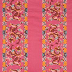 F Schumacher Lotan Dragon Embroidery Pink 78092 Fire Breather Collection Indoor Upholstery Fabric